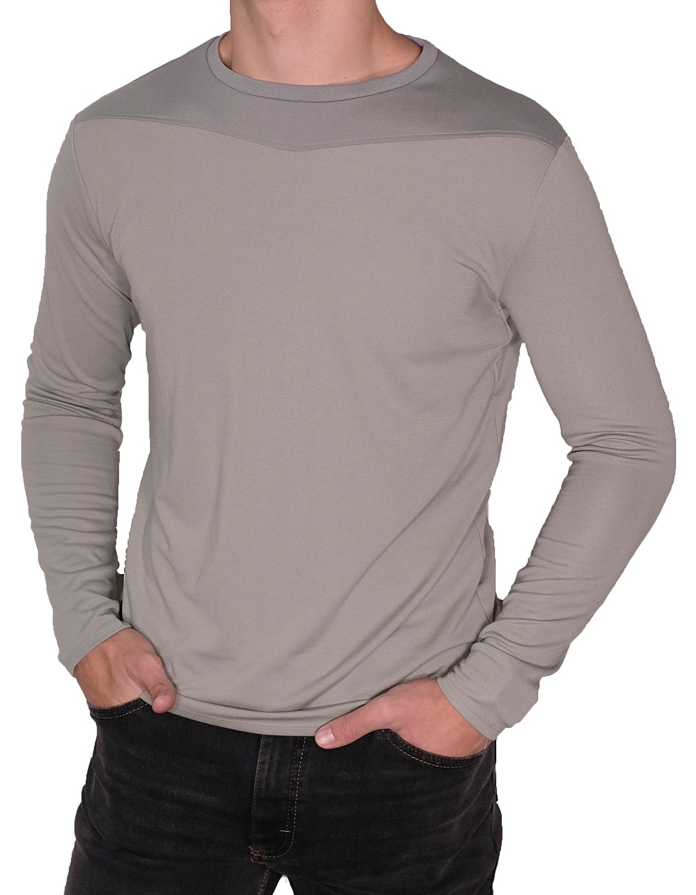 Long Sleeve Crew Neck Collar Men's Shirt