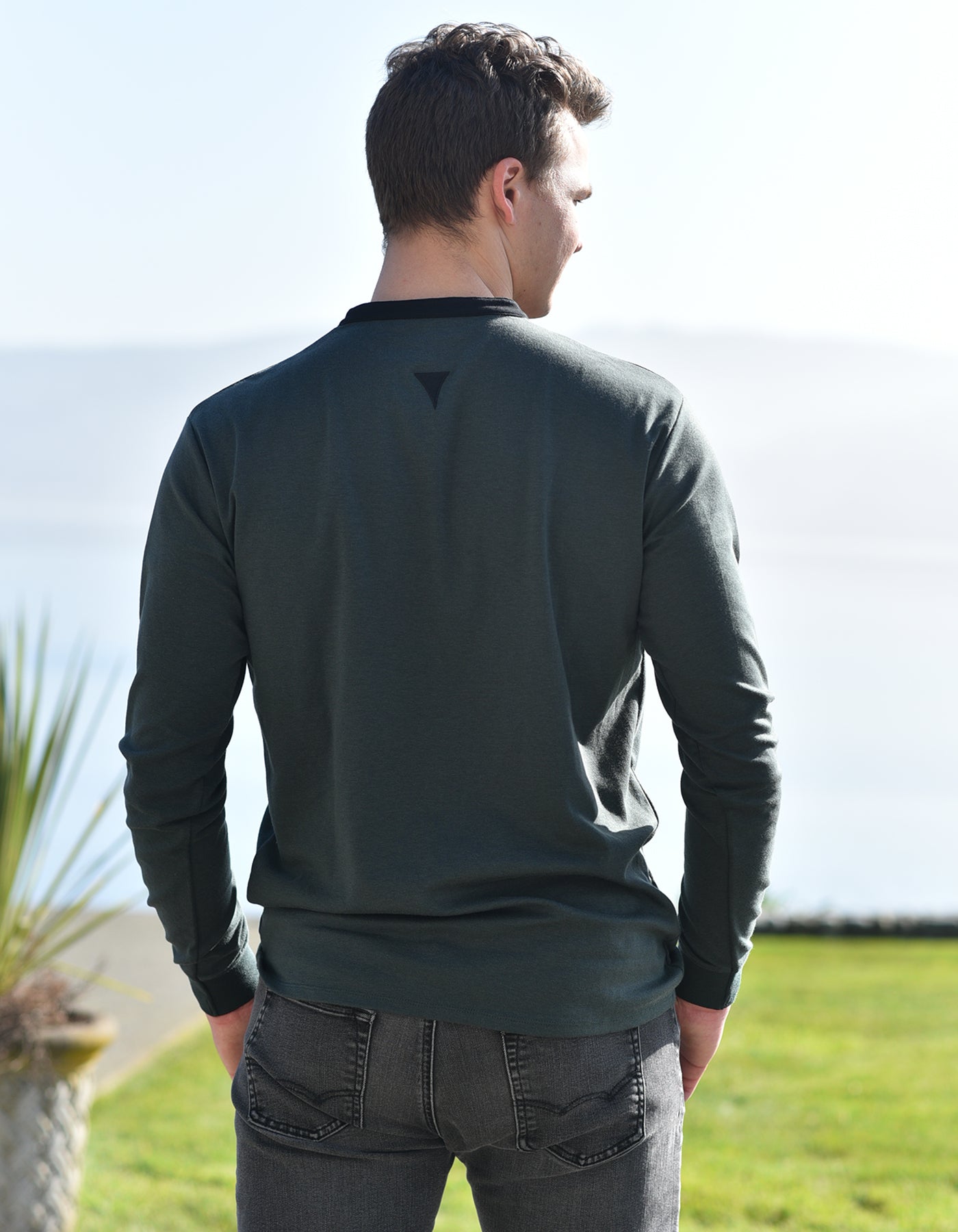 Long Sleeve Henley Slit Collar