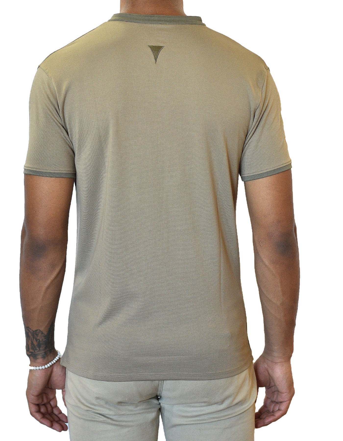 Taupe Beige Casual Notch Neck Collar Earth Tone Shirt