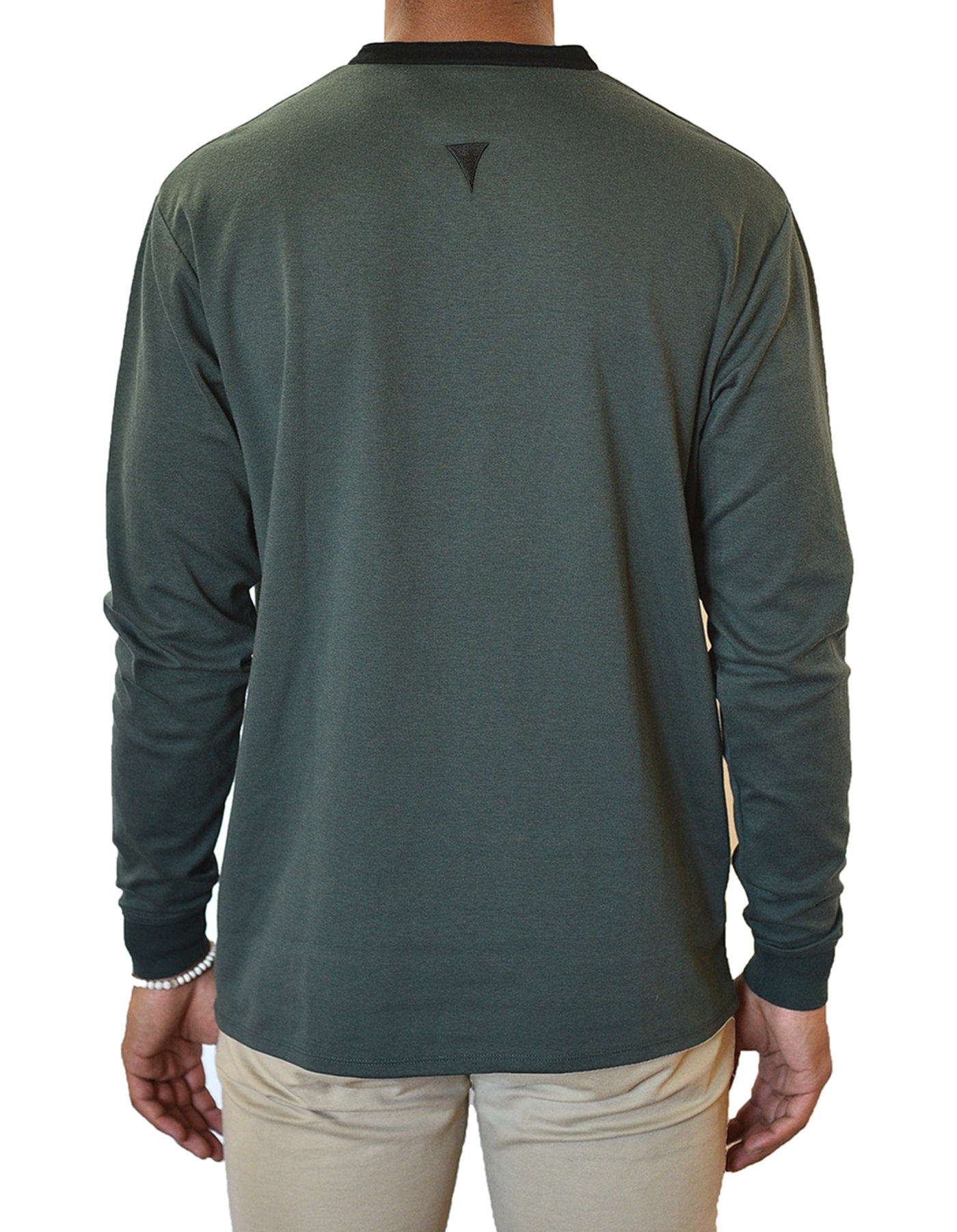 Long Sleeve Henley Slit Collar