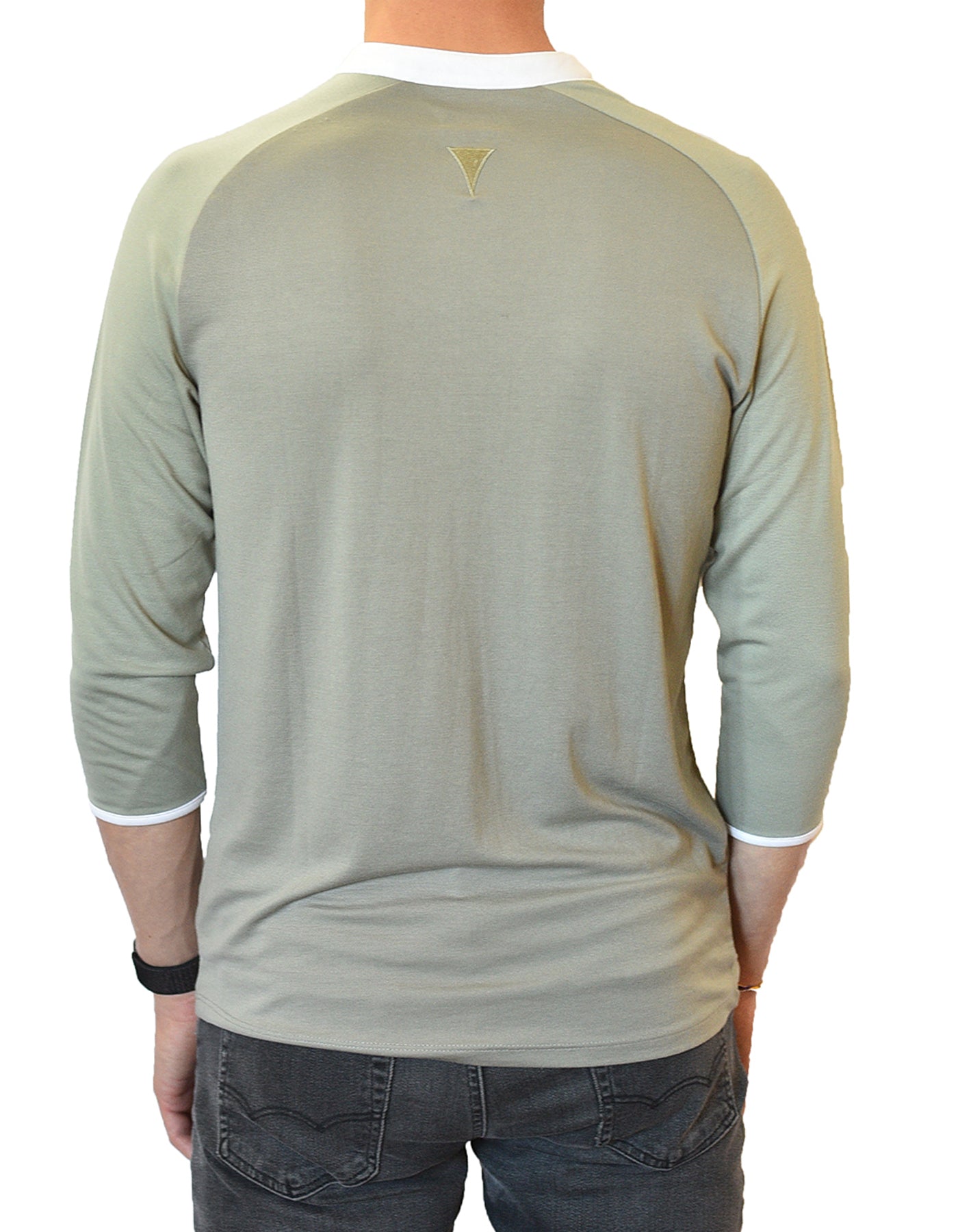 Man Henley 3/4 Mid Sleeve in Earth Tones, Breathable, Durable, Super Soft