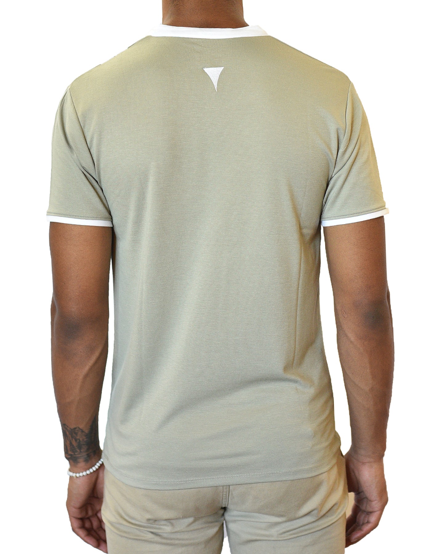 Notch Neckline V-Neck Men's Top in Taupe Earth Tone Super Soft Henley T-Shirt