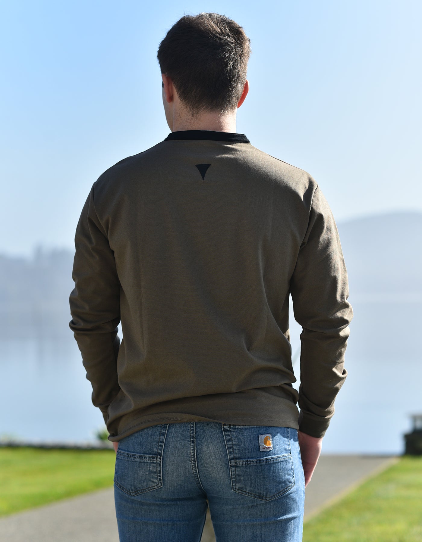 Long Sleeve Henley Slit Collar