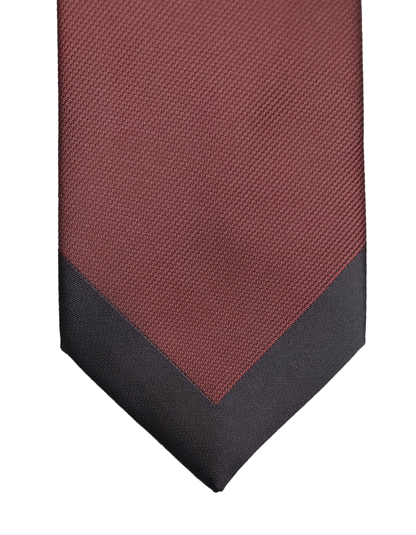 Burnt Orange Rust Dark Black Pattern Tie - SpearPoint Zipper Zip-Up Necktie