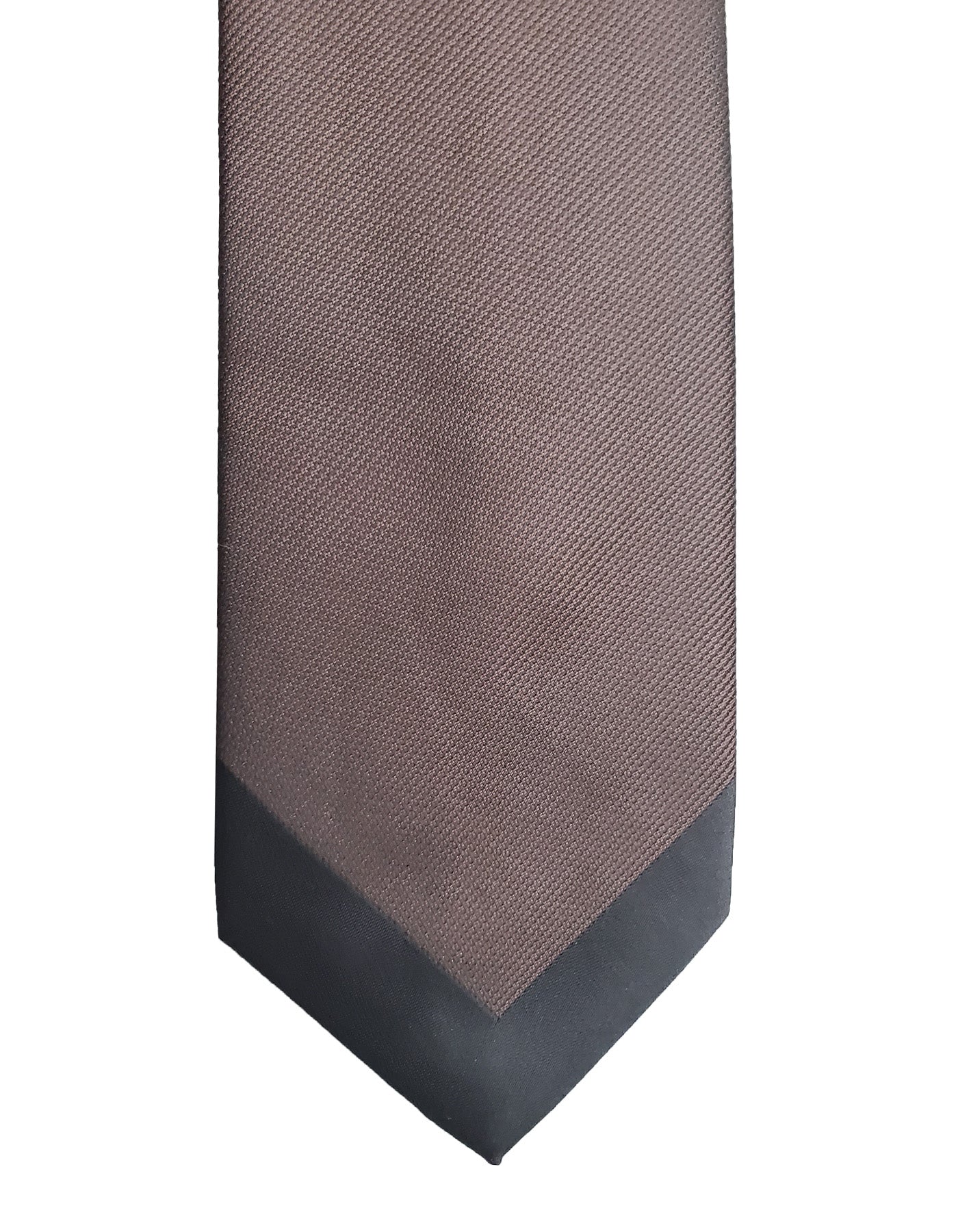 Dark Chocolate Brown Black Pattern Tie - SpearPoint Zipper Zip-Up Necktie