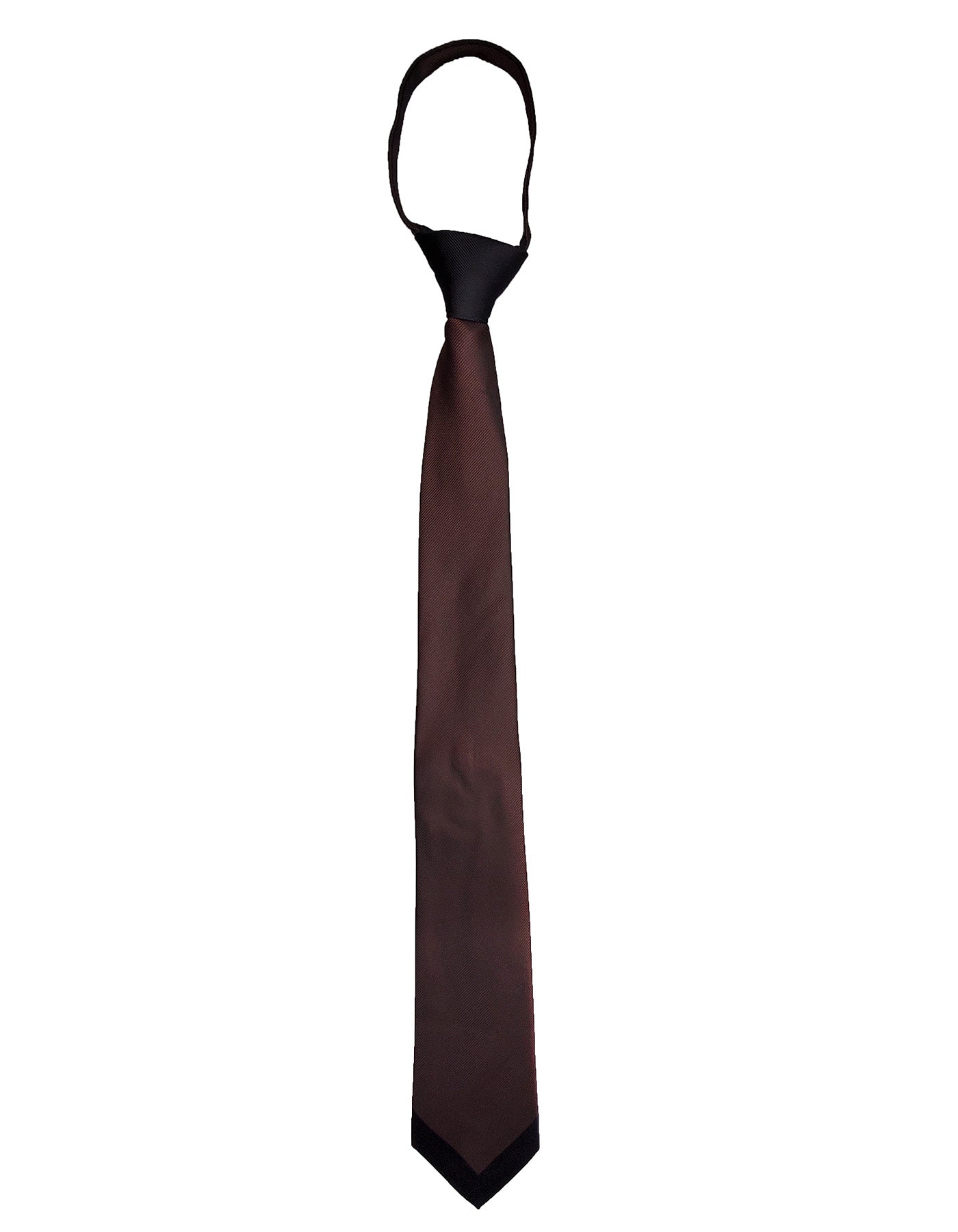 Dark Chocolate Brown Black Pattern Tie - SpearPoint Zipper Zip-Up Necktie