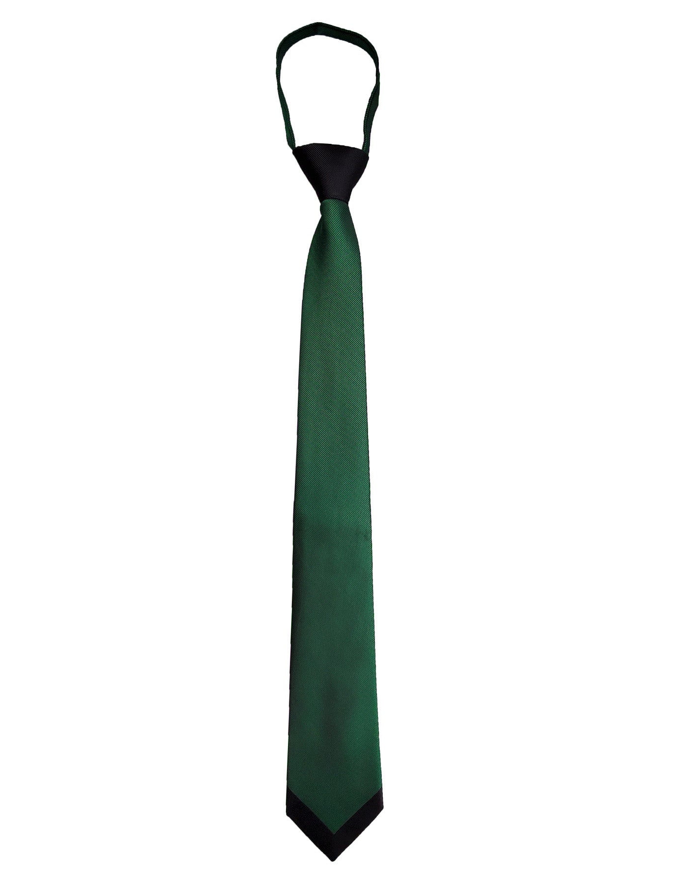 Hunter Dark Green Black Pattern Tie - SpearPoint Zipper Zip-Up Necktie