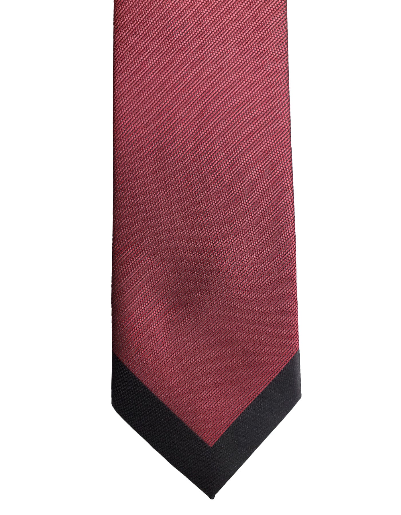 Dark Maroon Burgundy Red Wine Black Pattern Tie - SpearPoint Zipper Zip-Up Necktie