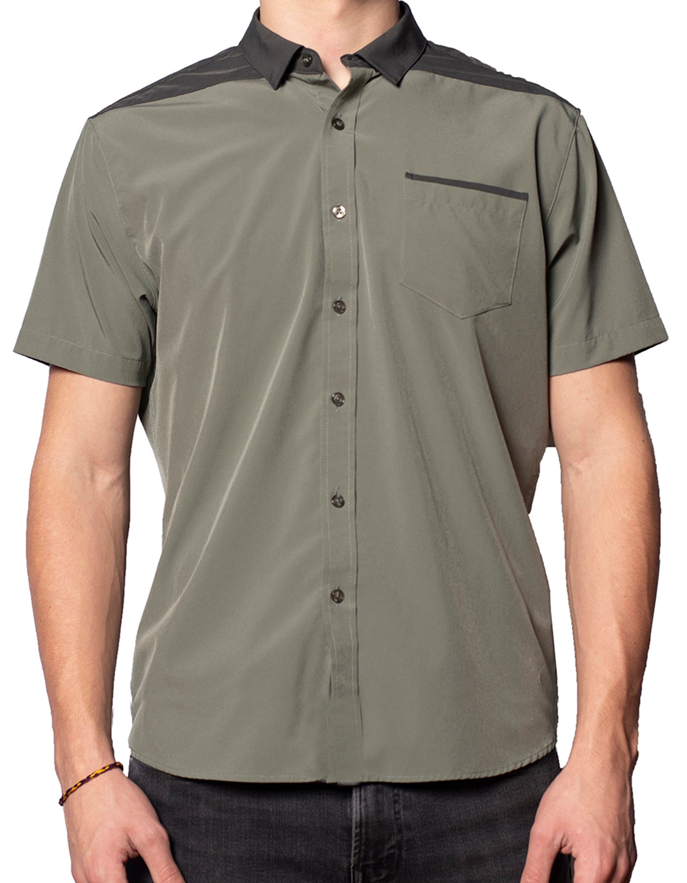 Short Sleeve "Point" Button-Up