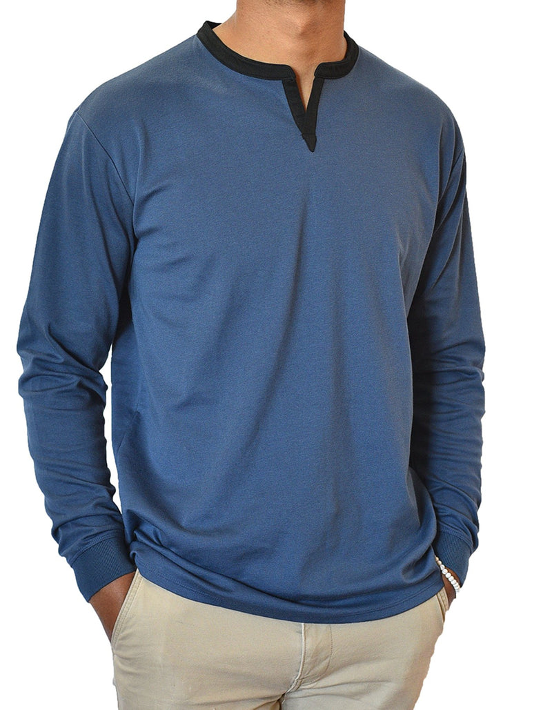 Long Sleeve Henley Slit Collar (6-Pack Bundle)
