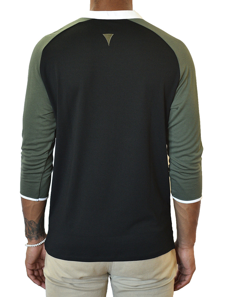 Man Henley 3/4 Mid Sleeve in Earth Tones, Breathable, Durable, Super Soft