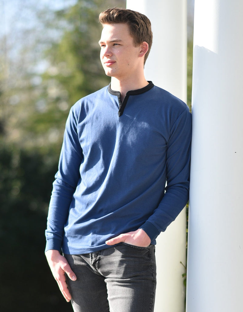 Long Sleeve Henley Slit Collar (6-Pack Bundle)
