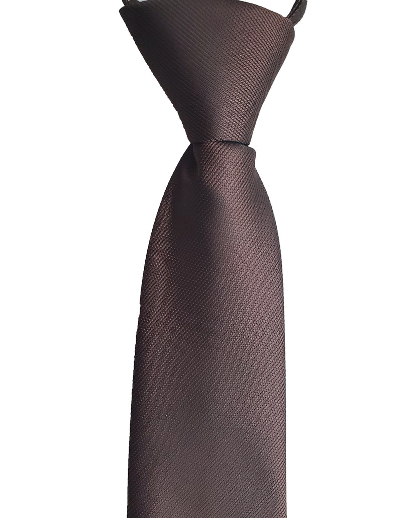 Dark Brown Chocolate Colored Tie - Standard Zipper Zip-Up Necktie