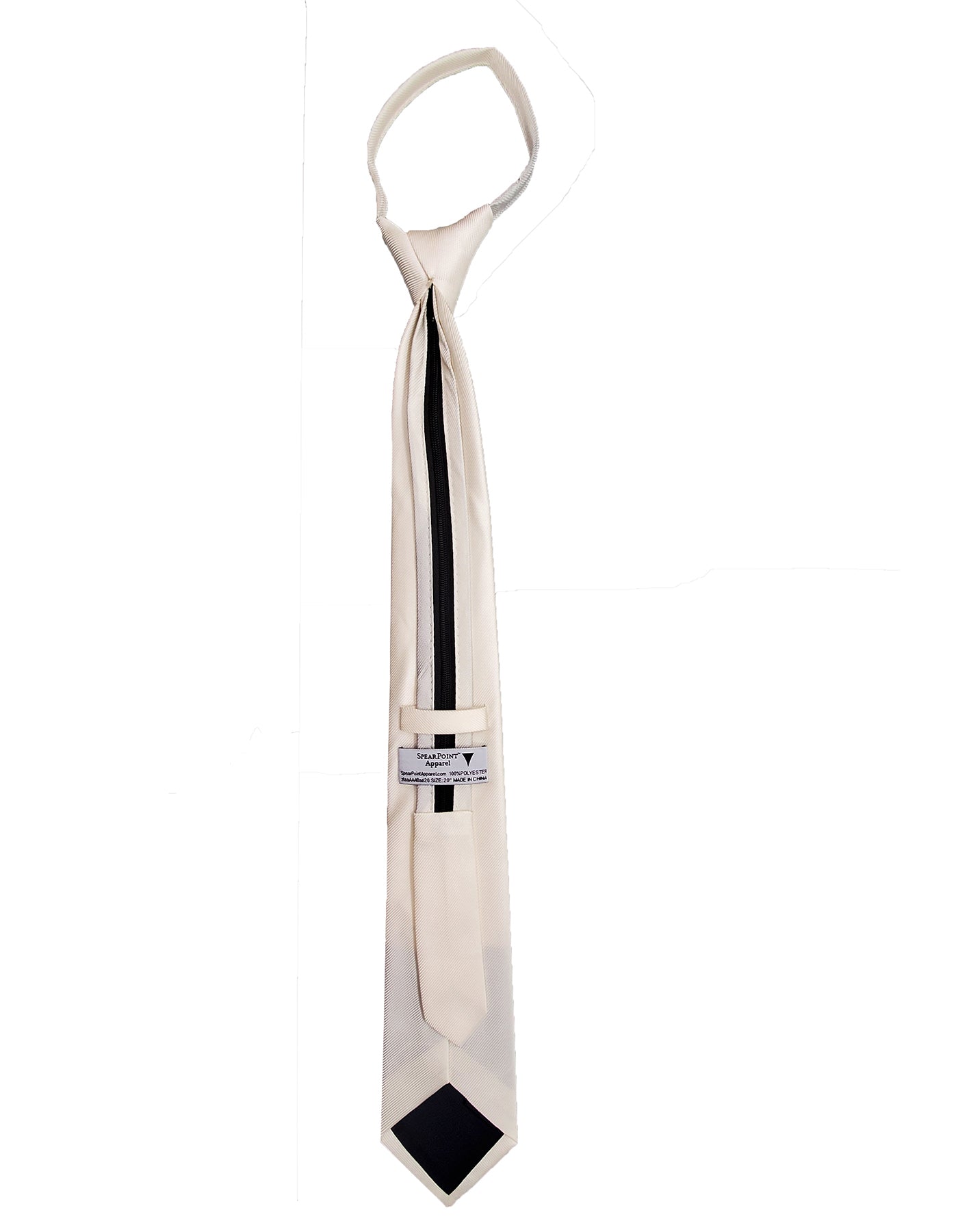 Ivory Off White Tie - Standard Zipper Zip-Up Necktie