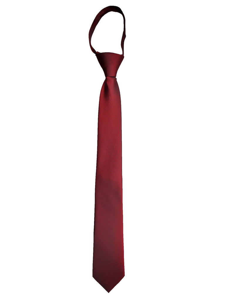 Dark Maroon Burgundy Red Wine Classic Tie - Standard Zipper Zip-Up Necktie