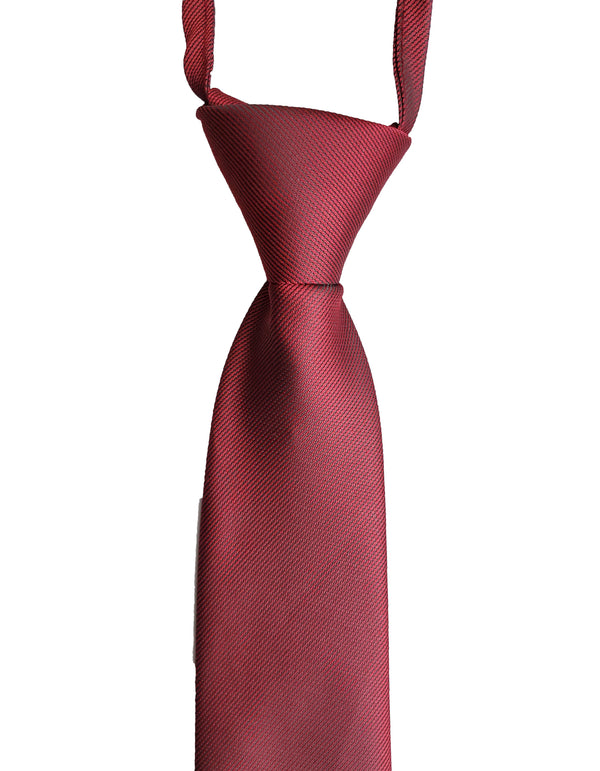 Dark Maroon Burgundy Red Wine Classic Tie - Standard Zipper Zip-Up Necktie