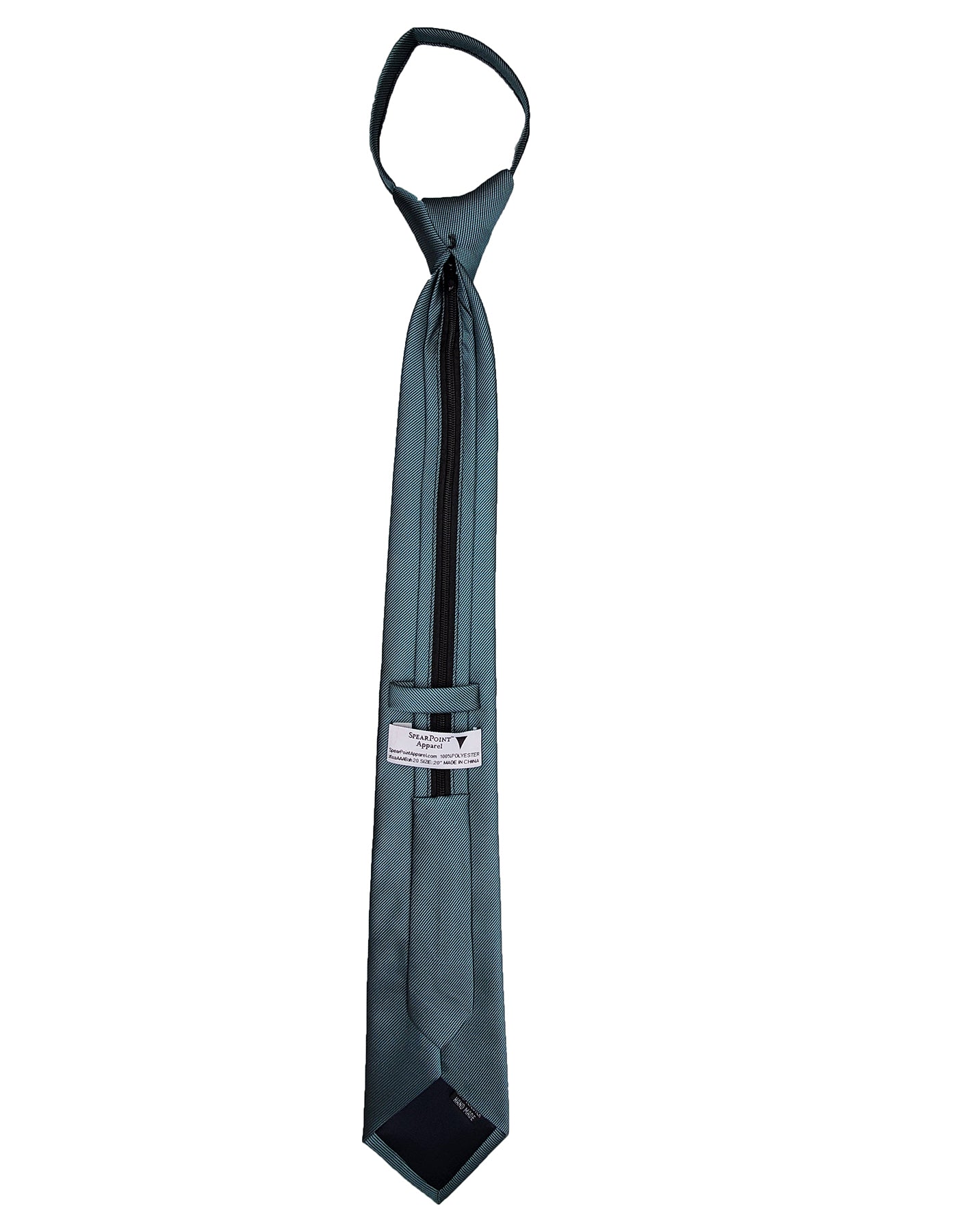 Dark Teal / Aqua Marine Blue/Green Tie - Standard Zipper Zip-Up Necktie