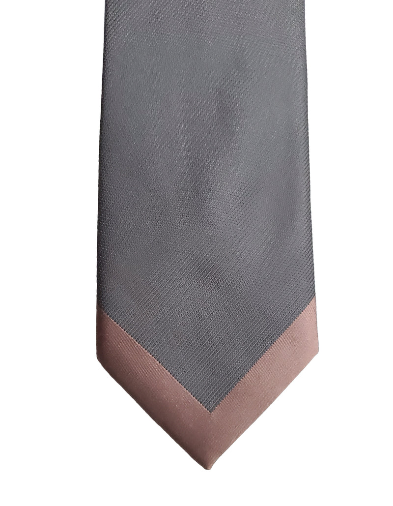 Black and Dark Brown Pattern Tie - SpearPoint Zipper Zip-Up Necktie