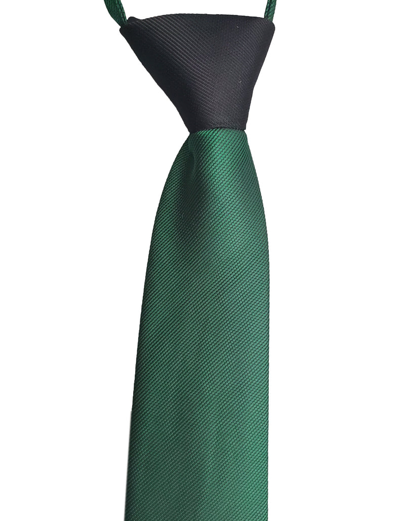 Hunter Dark Green Black Pattern Tie - SpearPoint Zipper Zip-Up Necktie