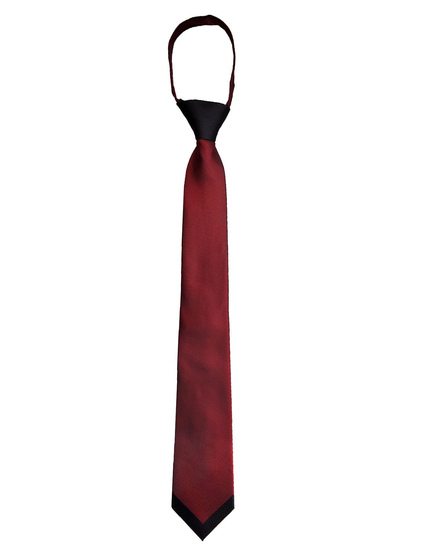 Dark Maroon Burgundy Red Wine Black Pattern Tie - SpearPoint Zipper Zip-Up Necktie