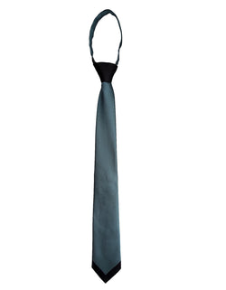 Dark Green Blue Aqua Marine Color Black Pattern Tie - SpearPoint Zipper Zip-Up Necktie - Standard Zipper Zip-Up Necktie