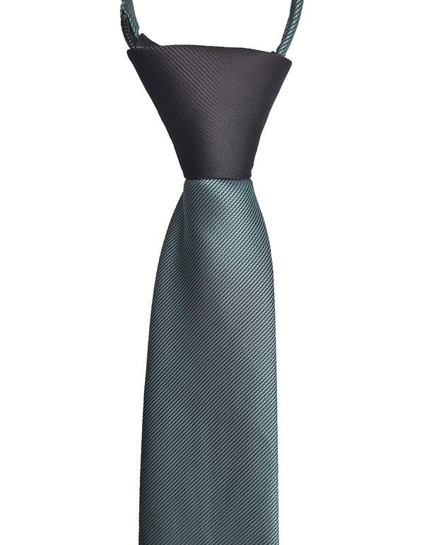 Dark Green Blue Aqua Marine Color Black Pattern Tie - SpearPoint Zipper Zip-Up Necktie - Standard Zipper Zip-Up Necktie