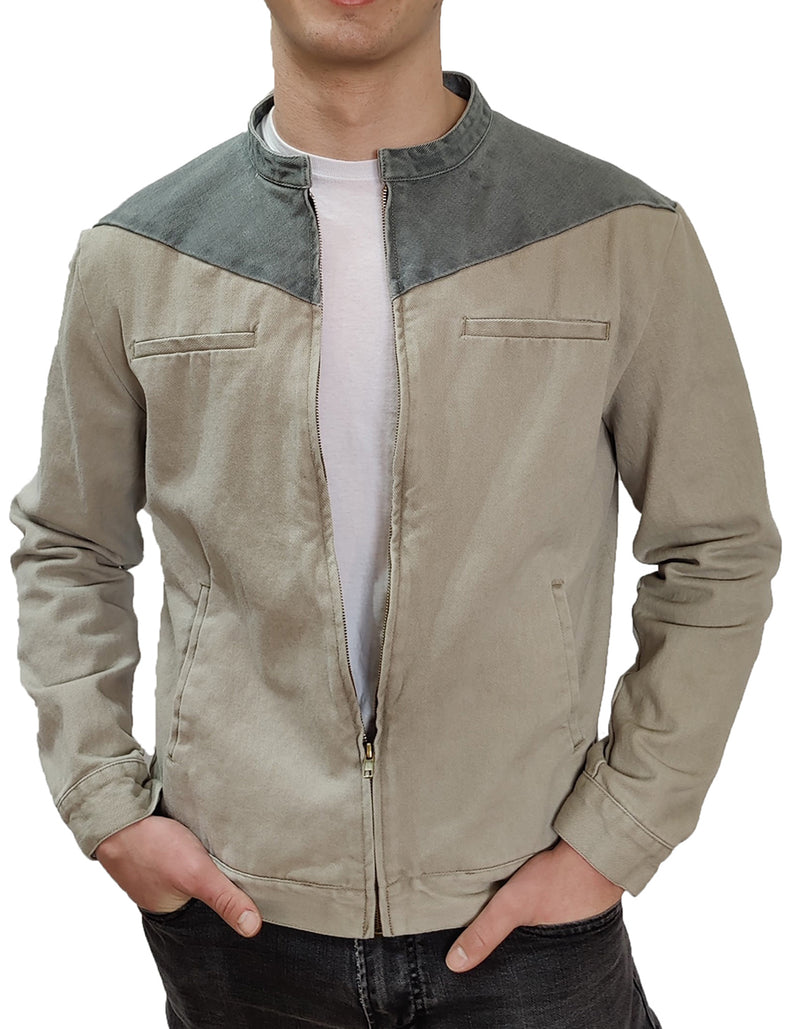 Not Your Classic Jean Jacket - Better! Durable, Soft Denim in Washed Taupe/Beige